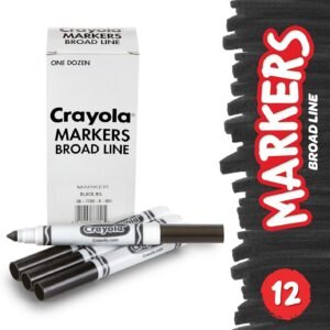 Crayola Black Markers, School Supplies, At Home Crafts for Kids, 12 Count