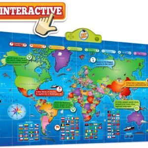 Kids Interactive Talking World Map Touch Activated Geography for Kids, Push-to-Talk Map
