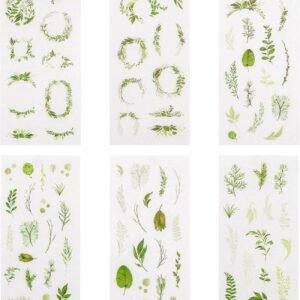 Green Plants Stickers Set, Green Leaves Foliage Planner Stickers 36 Sheets Decorative