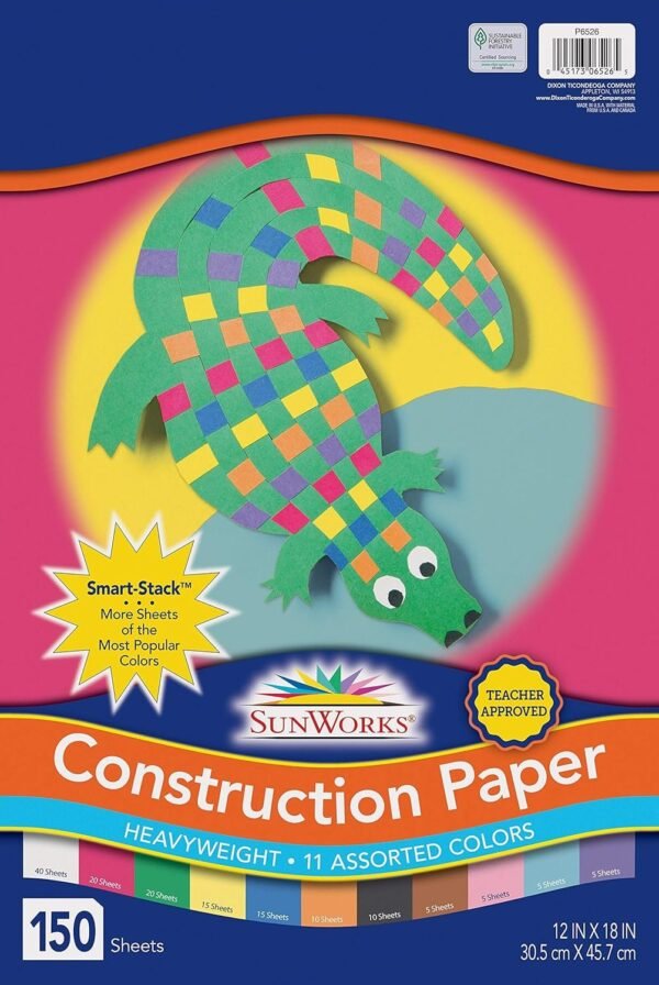 SunWorks 6526 Construction Paper, 11 Assorted Colors, 12 x 18, 150 Sheets