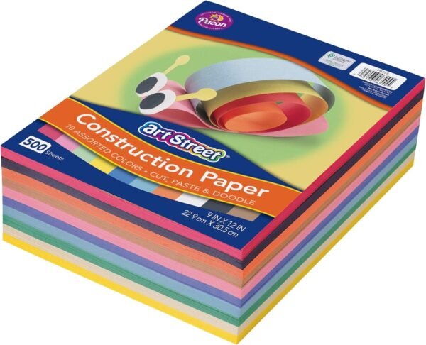 Art Street Lightweight Construction Paper, 10 Assorted Colors, 9 x 12, 500