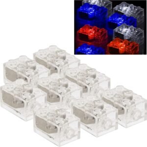 Light Up Building Bricks 8 Count Set - Red, White, Blue Blocks