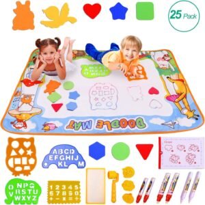 Miserwe Large Water Writing Mat Drawing Mat Neon Colors Board, with 25