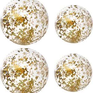 XYH Beach Ball Toy for Beach and Pool, Confetti Sequins Inflatable Beach
