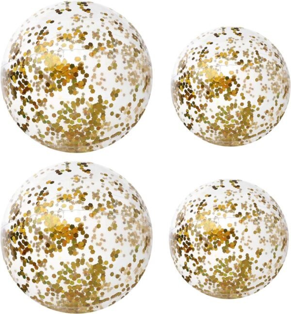 XYH Beach Ball Toy for Beach and Pool, Confetti Sequins Inflatable Beach
