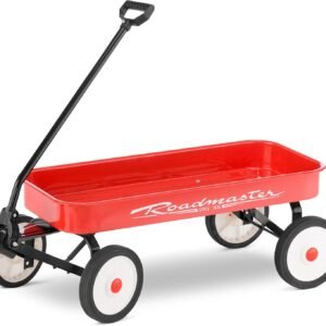 Roadmaster Kids and Toddler Classic 34-Inch Steel Pull Wagon, 8-inch Wheels, Red/Black