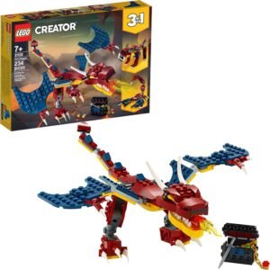 LEGO Creator 3in1 Fire Dragon 31102 Building Kit, Cool Buildable Toy for