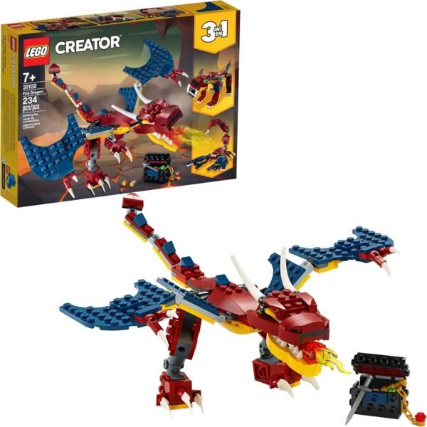 LEGO Creator 3in1 Fire Dragon 31102 Building Kit, Cool Buildable Toy for