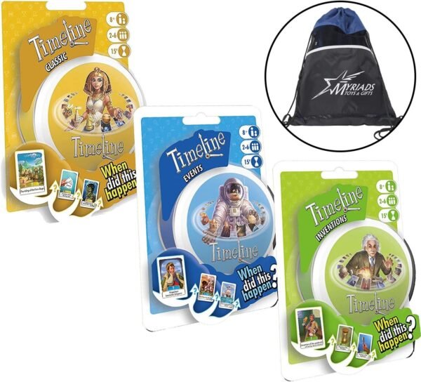 Timeline Card Game Complete Set of 3 Classic, Inventions, and Events, with