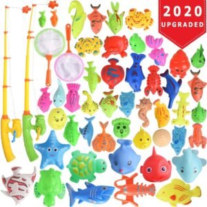 Max Fun 46 Pcs Magnetic Fishing Toys Game Set with Pole Rod