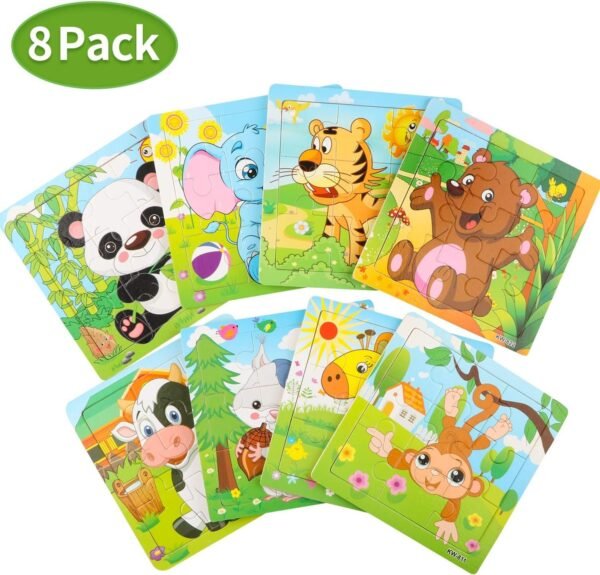 Wondertoys Wooden Jigsaw Puzzles for Kids Ages 2-5 Toddler Puzzles 9 Pieces