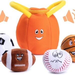 Plush Creations Sports Plush Bag with 4 Talking Soft Plush Balls. Sport