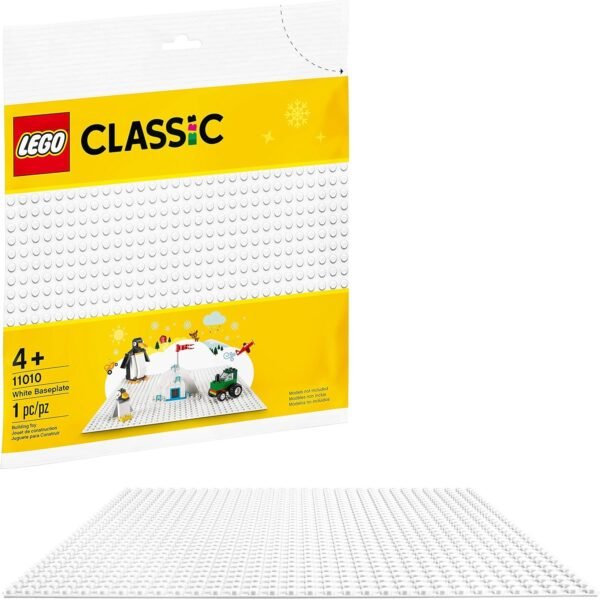 LEGO Classic White Baseplate 11010 Creative Toy for Kids, Great Open-Ended Imaginative