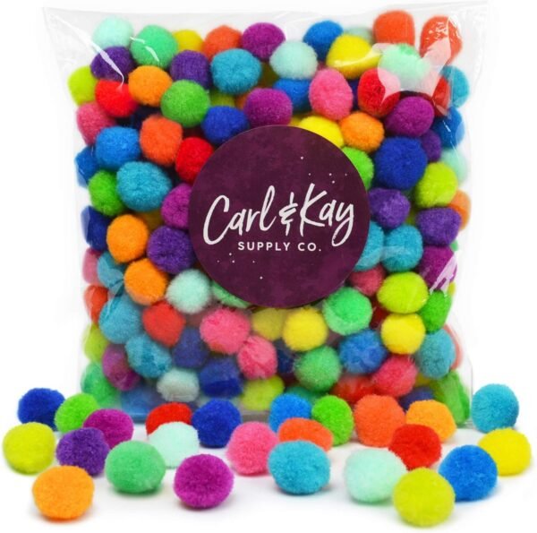 Carl & Kay 250 Pcs 1 Inch Pom Poms in Bright &