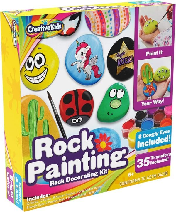 Rock Painting Outdoor Activity Kit for Kids DIY Art Set w/ 10