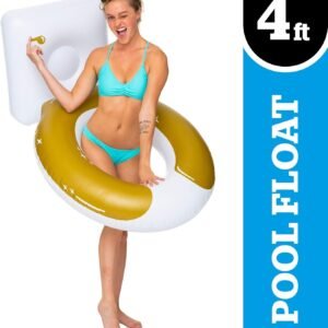 BigMouth Inc. Golden Toilet Pool Float, Thick Vinyl Raft, Holds 200 Pounds