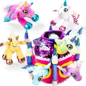 JOYIN Play-act Unicorn Plush Castle House with 6 Unicorn Plush Toys Stuffed