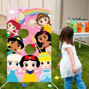 TICIAGA Princess Bean Bag Toss Game with 4 Bean Bags, Fun Indoor