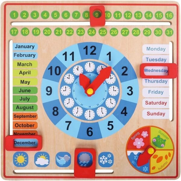 Pidoko Kids All About Today Calendar Board - My First Clock -