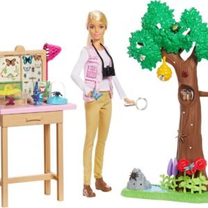Barbie Entomologist Doll and Playset, Blonde, with 20+ Accessories Inspired by National