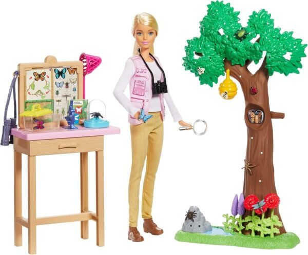 Barbie Entomologist Doll and Playset, Blonde, with 20+ Accessories Inspired by National