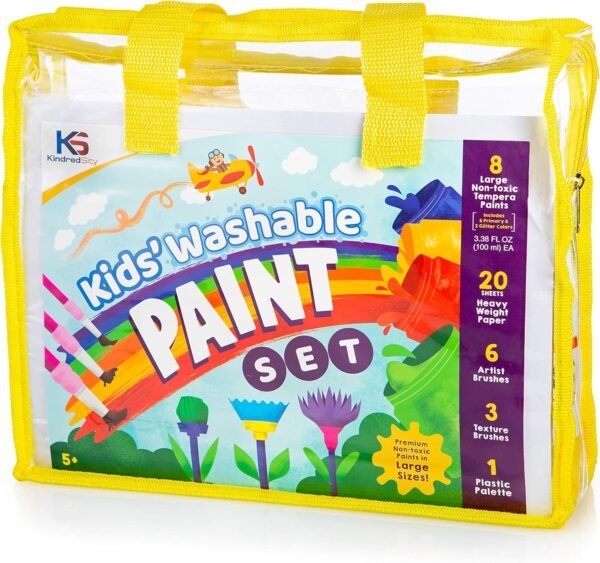 Washable Paint for Kids Set with Classic and Glitter Non-Toxic Tempera Paint