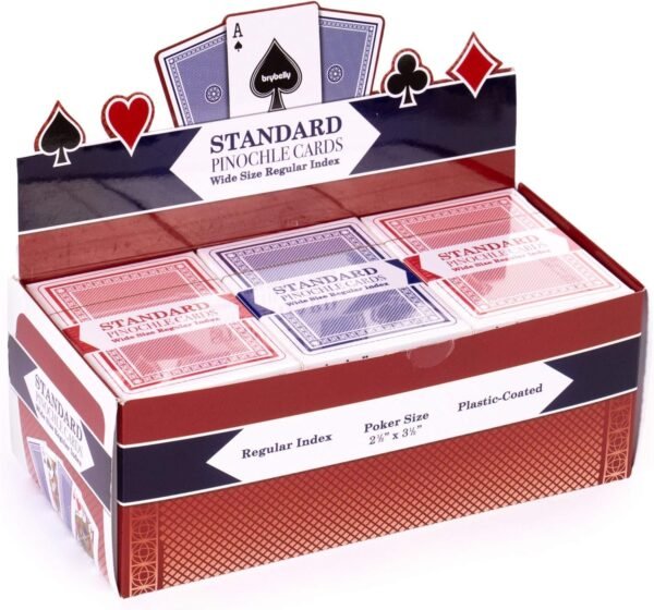 Brybelly Pinochle Playing Cards Pack of 12, Red/Blue Kit Toy
