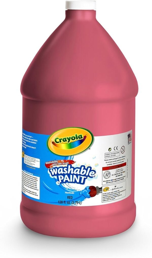 Crayola Washable Red Paint, 1 Gallon Size, Painting Supplies in Bulk