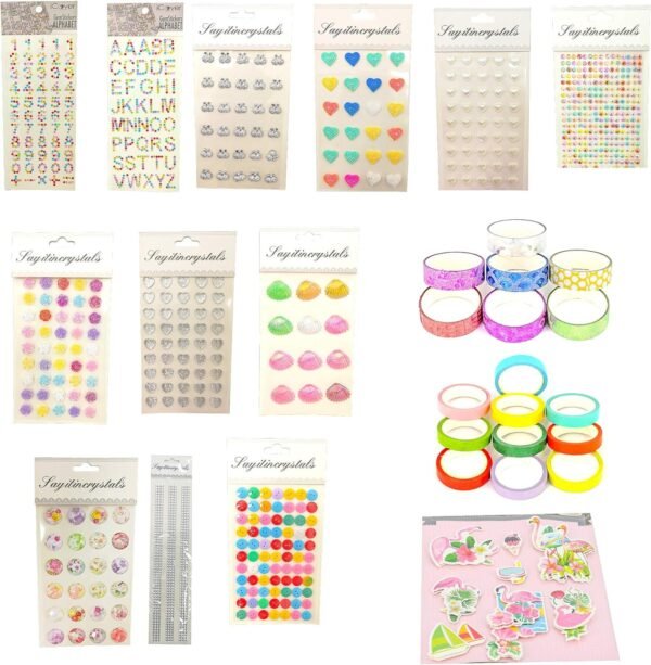 Pickme Stickers and Tapes Set for DIY Paper Crafts -13 Assorted Pages