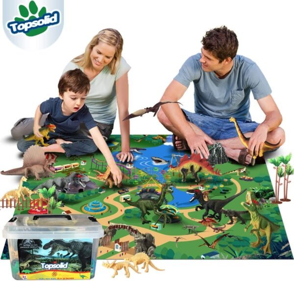 Dinosaur Toys Figures with Large Flannel Activity Play Mat 39.4 x 28