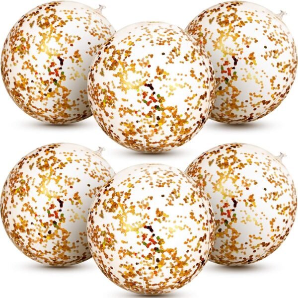 6 Piece Inflatable Glitter Beach Ball Confetti Beach Balls Transparent Swimming Pool