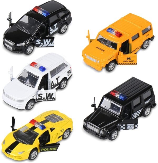 KIDAMI Die Cast Metal Little Toy Cars Set of 5, Openable Doors