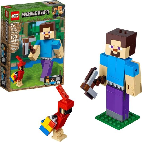 LEGO Minecraft Steve BigFig with Parrot 21148 Building Kit 159 Pieces