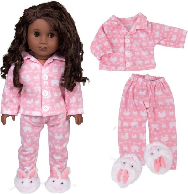 Dress Along Dolly Easter Bunny Pajamas Doll Outfit for American Girl &