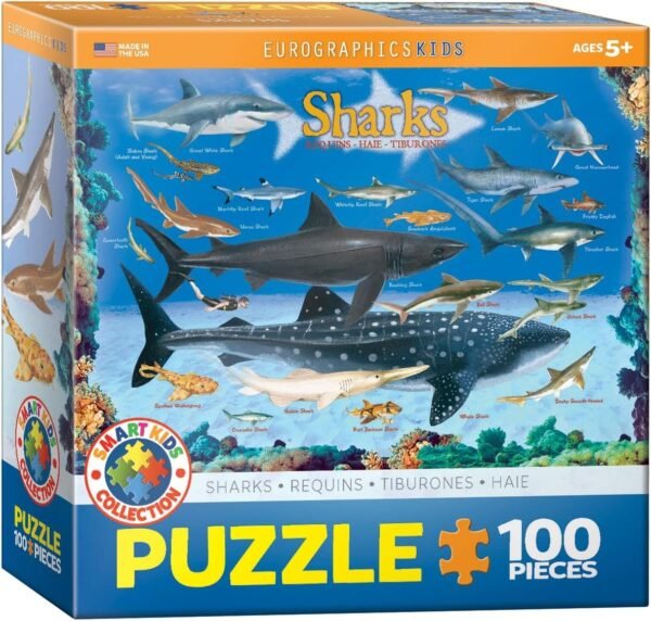 Sharks 100 Piece Jigsaw Puzzle Kit Toy Fun Kids Pack