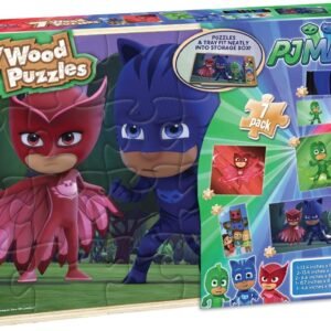 Spin Master Games PJ Masks 7 Wood Puzzles in Wooden Storage Box