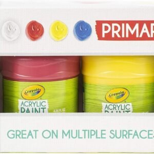 Crayola Acrylic Paint Set, Primary Colors, Painting Supplies, 4ct Kit