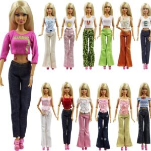 K.T. Fancy Set of 5 Quality Handmade Blouse + Trousers Pants Outfit