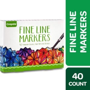 Crayola Fine Line Markers Adult Coloring Set, Gift Age 12+ - 40