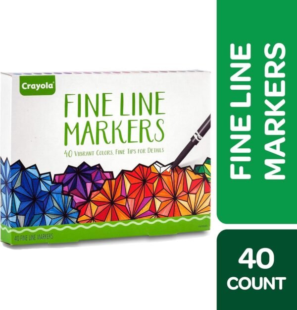 Crayola Fine Line Markers Adult Coloring Set, Gift Age 12+ - 40