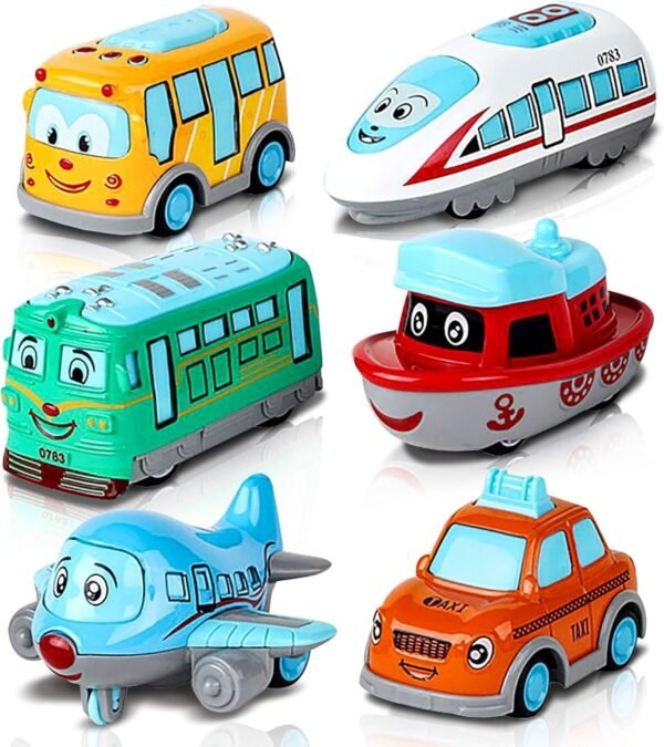 ArtCreativity Metal Cartoon Car Set - Set of 6 Mini Pullback Toy