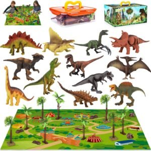 TAIMASI 25PCS Dinosaur Toys, 13PCS Dinosaur Figures & Large Activity Play Mat
