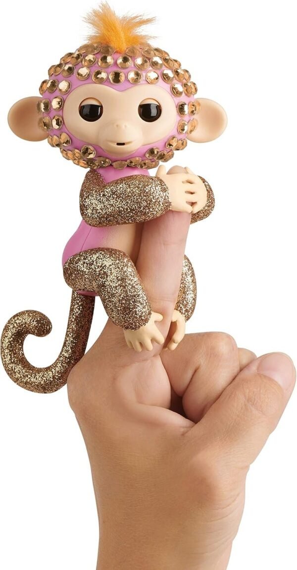 WowWee Fingerlings Monkeys - Fingerblings - Glimmer Pink/Rose Gold - Friendly Interactive