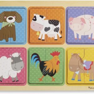 Melissa & Doug Natural Play Wooden Puzzle Farm Friends 6 2-Piece Animal