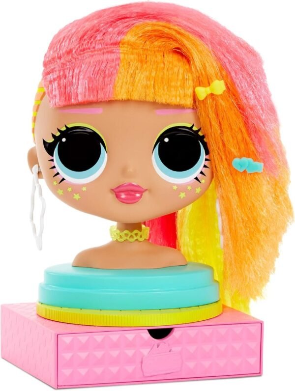 L.O.L. Surprise O.M.G. Styling Head Neonlicious with Stick-On Hair for Endless Styles