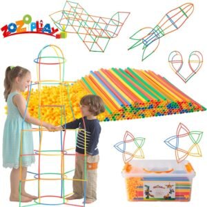 ZoZoplay Straw Constructor STEM Building Toys 400 Piece Straws and Connectors Building