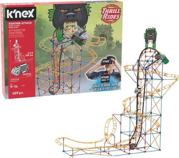 KNEX Thrill Rides Panther Attack Roller Coaster Building Set with Ride It