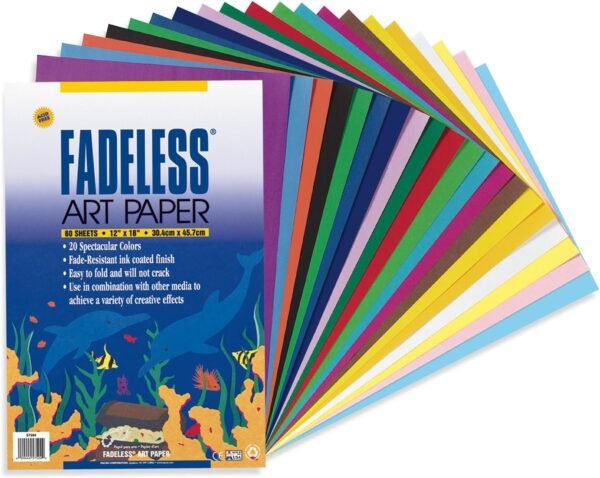 Fadeless Art Paper, 50 lb., 12 x 18 Inches, Multiple Colors, 60