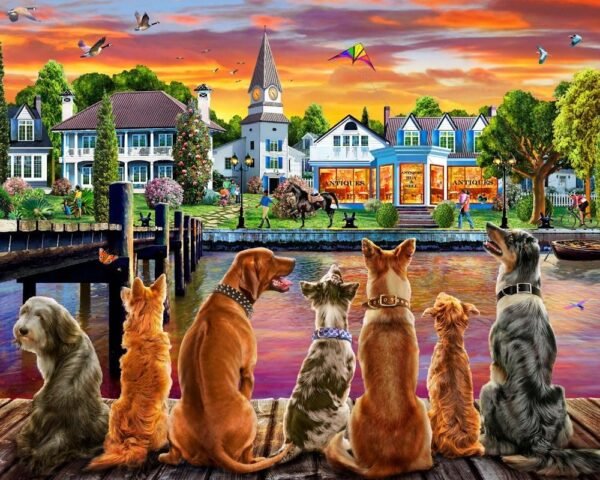 Vermont Christmas Company Dockside Dogs Jigsaw Puzzle 1000 Piece Kit