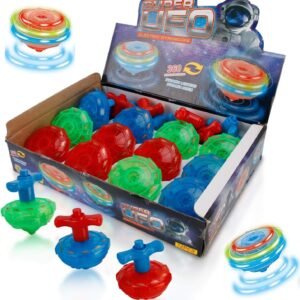 Liberty Imports 12-Pack LED Light Up Flashing UFO Spinning Tops with Gyroscope